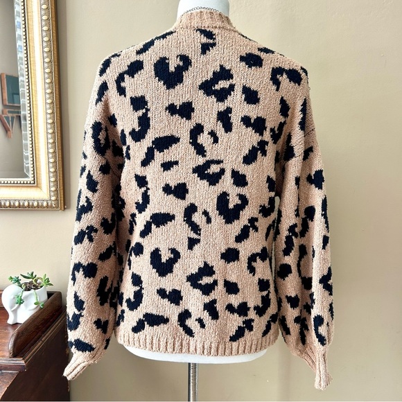 Abercrombie & Fitch Cheetah Leopard Print Chunky Knit Open Cardigan Size S - Picture 8 of 13